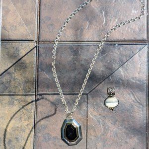 2 Captivating Glass Bead Pendants and 1 Lovely Long Chain